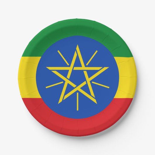 Ethiopische vlag papieren bordje (Voorkant)