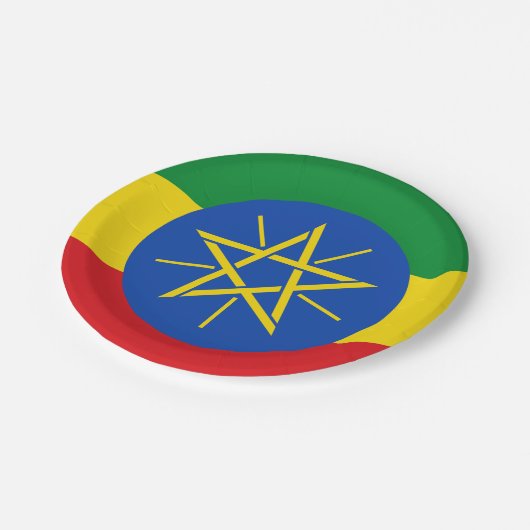 Ethiopische vlag papieren bordje (Gekanteld)
