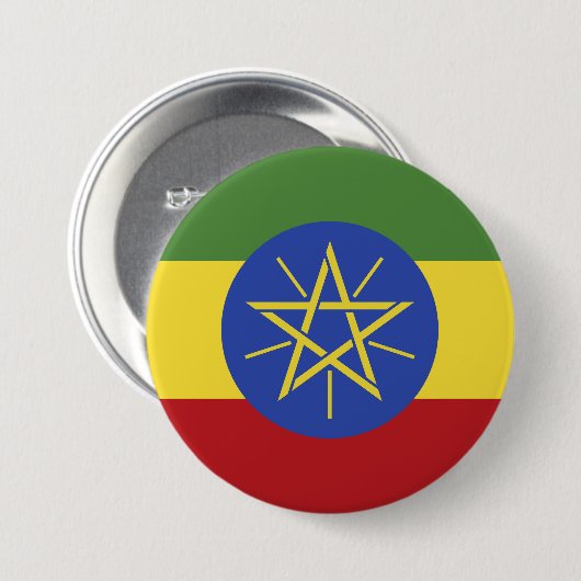 Ethiopische vlag ronde button 7,6 cm (Voorkant /achterkant)