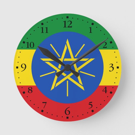 Ethiopische vlag ronde klok (Voorkant)