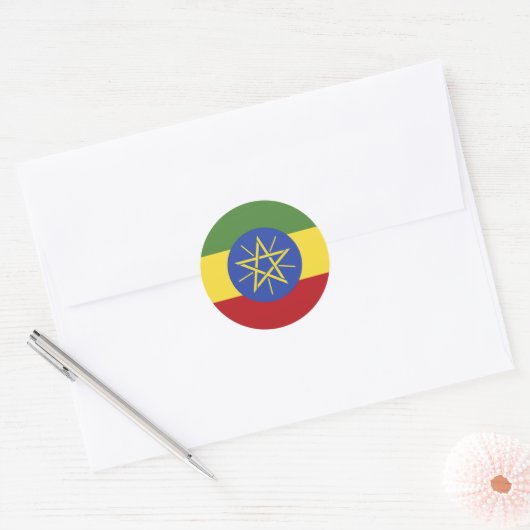 Ethiopische vlag ronde sticker (Envelop)