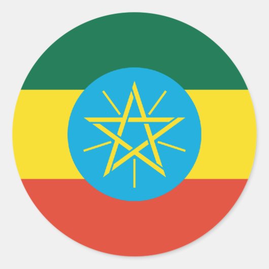 Ethiopische vlag ronde sticker (Voorkant)