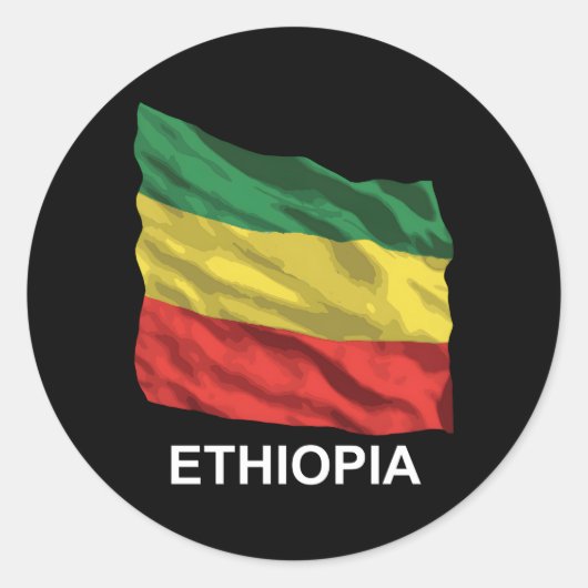 Ethiopische vlag ronde sticker (Voorkant)