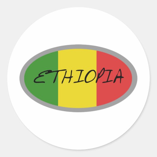 Ethiopische vlag! ronde sticker (Voorkant)