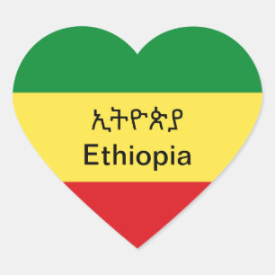 Ethiopische vlag sticker met Amhaarse print