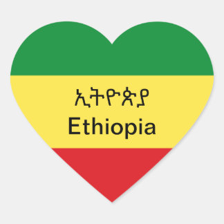 Ethiopische vlag sticker met Amhaarse print