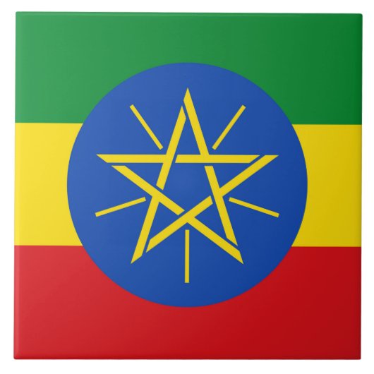 Ethiopische vlag Tegel Tegeltje (Voorkant)