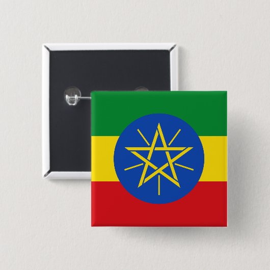 Ethiopische vlag vierkante button 5,1 cm (Voorkant /achterkant)