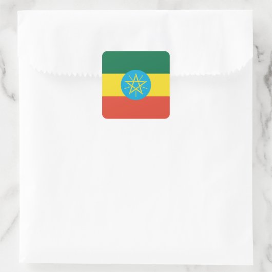 Ethiopische vlag vierkante sticker (Tas)