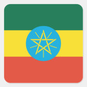 Ethiopische vlag vierkante sticker (Voorkant)