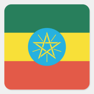 Ethiopische vlag vierkante sticker