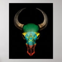 Ethiopische vlaggen - schedel op zwart