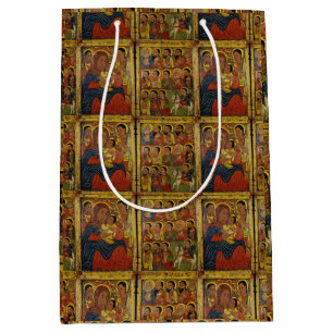 Ethiopische zwarte Madonna en kind met heiligen Medium Cadeauzakje