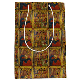 Ethiopische zwarte Madonna en kind met heiligen Medium Cadeauzakje