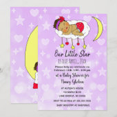 Ethische baby op wolk en Maan meisje's babyshower Kaart (Voorkant / Achterkant)