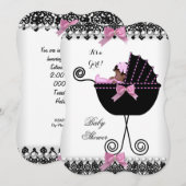 Ethische baby shower baby meisje roze zwart wit ka kaart (Voorkant / Achterkant)