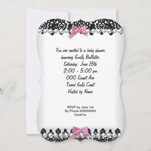 Ethische baby shower baby meisje roze zwart wit ka kaart (Achterkant)