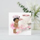 Ethische meisjes babyshower theepartij kaart (Staand voorkant)