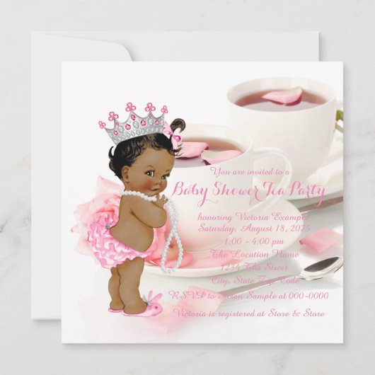 Ethische meisjes babyshower theepartij kaart (Achterkant)