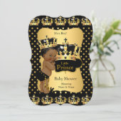 Ethische prins baby shower zwart goud polka dot kaart (Staand voorkant)