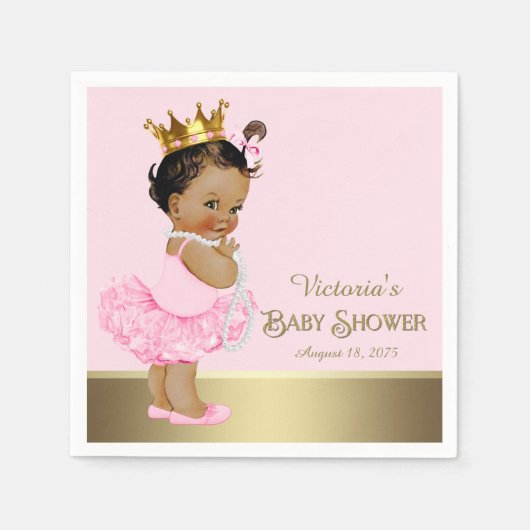 Ethische Prinses Roze Goud Baby Shower Servetten (Voorkant)