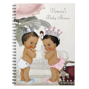 Ethische Tweeling Prins en Prinses Baby Shower Boe Notitieboek