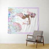 Ethische Zeemeermin Baby Shower Achtergrond Banner Wandkleed (In Situ (horizontaal))