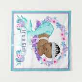Ethische Zeemeermin Baby Shower Achtergrond Banner Wandkleed (Voorkant (horizontaal))