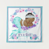 Ethische Zeemeermin Baby Shower Achtergrond Banner Wandkleed (Voorkant)
