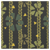 Ethnic Abstract Pattern Green, Mustard en Black Stof (Close Up)