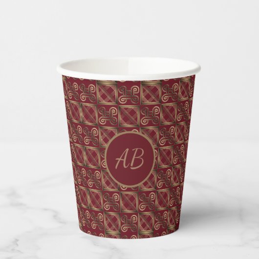Ethnic Adinkra African Golden Pattern Papieren Bekers (Links)