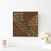 Ethnic African Pattern- browns and golds #10 Vierkante Klok (Huis)