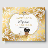 Ethnic Baby Girl Baptism Gold Cross Gastenboek (Voorkant)