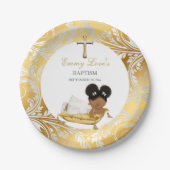 Ethnic Baby Girl Christening Baptism Gold Silver Papieren Bordje (Voorkant)