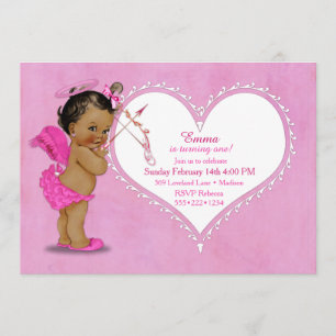 Ethnic Baby Girl Cupid Angel Wings Halo Hot Pink Kaart