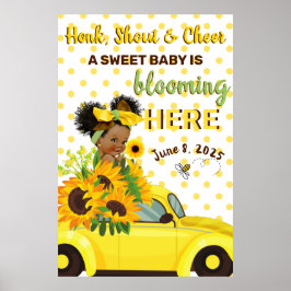 Ethnic Baby Girl | Geel Baby shower voor zonnebloe Poster
