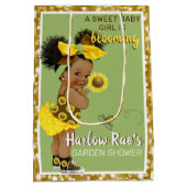 Ethnic Baby Girl | Gele zonnebloem Glitter Medium Cadeauzakje (Achterkant)