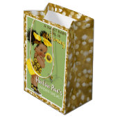 Ethnic Baby Girl | Gele zonnebloem Glitter Medium Cadeauzakje (Achterkant Gekanteld)
