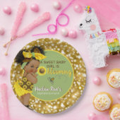 Ethnic Baby Girl | Gele zonnebloem Glitter Papieren Bordje (Feest)