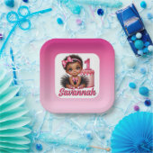 Ethnic Baby Girl Pink & Black Tutu 1st Birthday Papieren Bordje (Feest)