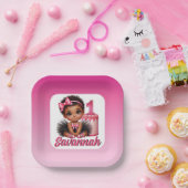 Ethnic Baby Girl Pink & Black Tutu 1st Birthday Papieren Bordje (Feest)