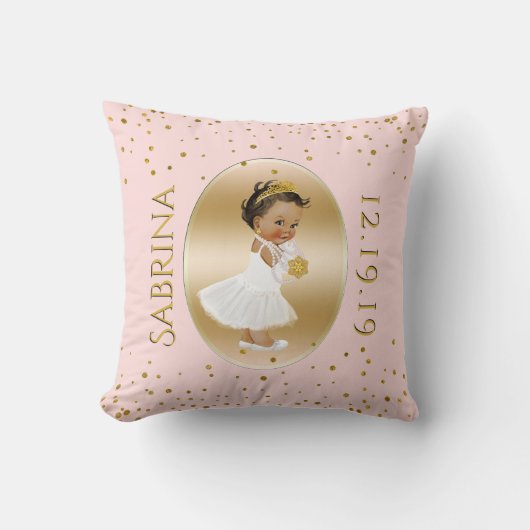 Ethnic Baby Prinses Ballerina Nursery Pink Gold Kussen (Voorkant)