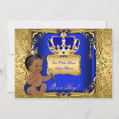 Ethnic Baby shower Boy Royal Blue Gold Kaart (Voorkant)