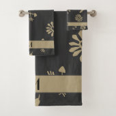 Ethnic Black en Beige Native Print Bad Handdoek (Insitu)
