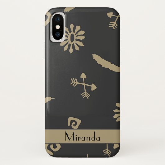 Ethnic Black en Beige Native Print Case-Mate iPhone Case (Achterkant)