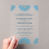 Ethnic Blue Mandala Indian Wedding Acryl Uitnodigingen (Insitu (Draagbaar))