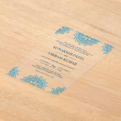 Ethnic Blue Mandala Indian Wedding Acryl Uitnodigingen (Laagn)