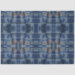 Ethnic Blue Tie Dye Traditionele patroonstijl Tissuepapier