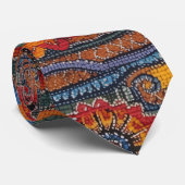 Ethnic Boho Colorful Pattern Red Blue & Gold Stropdas (Opgerold)