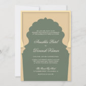 Ethnic Boho Indian Ivory Arch Sage Green Wedding Kaart (Voorkant)